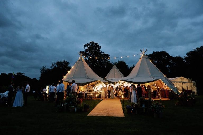 wedding reception in a teepee
